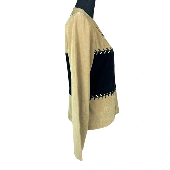 WORTHINGTON Women’s Size 12 Camel/Black‎ Full Zip Jacket With Shoulder Pads NWT - Picture 7 of 11